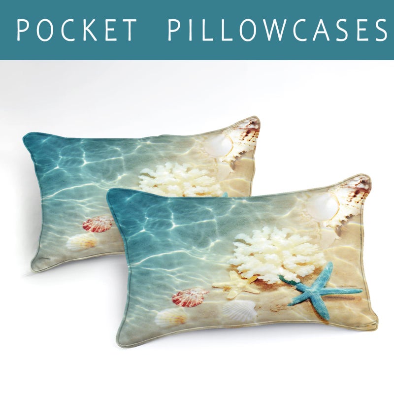 Bedbay Coastal Beach Comforter Set Queen Bedding Beach Theme Comforter Coastal Bedding Set Ocean Quilt Comforter Set Beach Decor Soft Microfiber Lightweigh Summer Quilt (Coastal,Queen) - Image 4